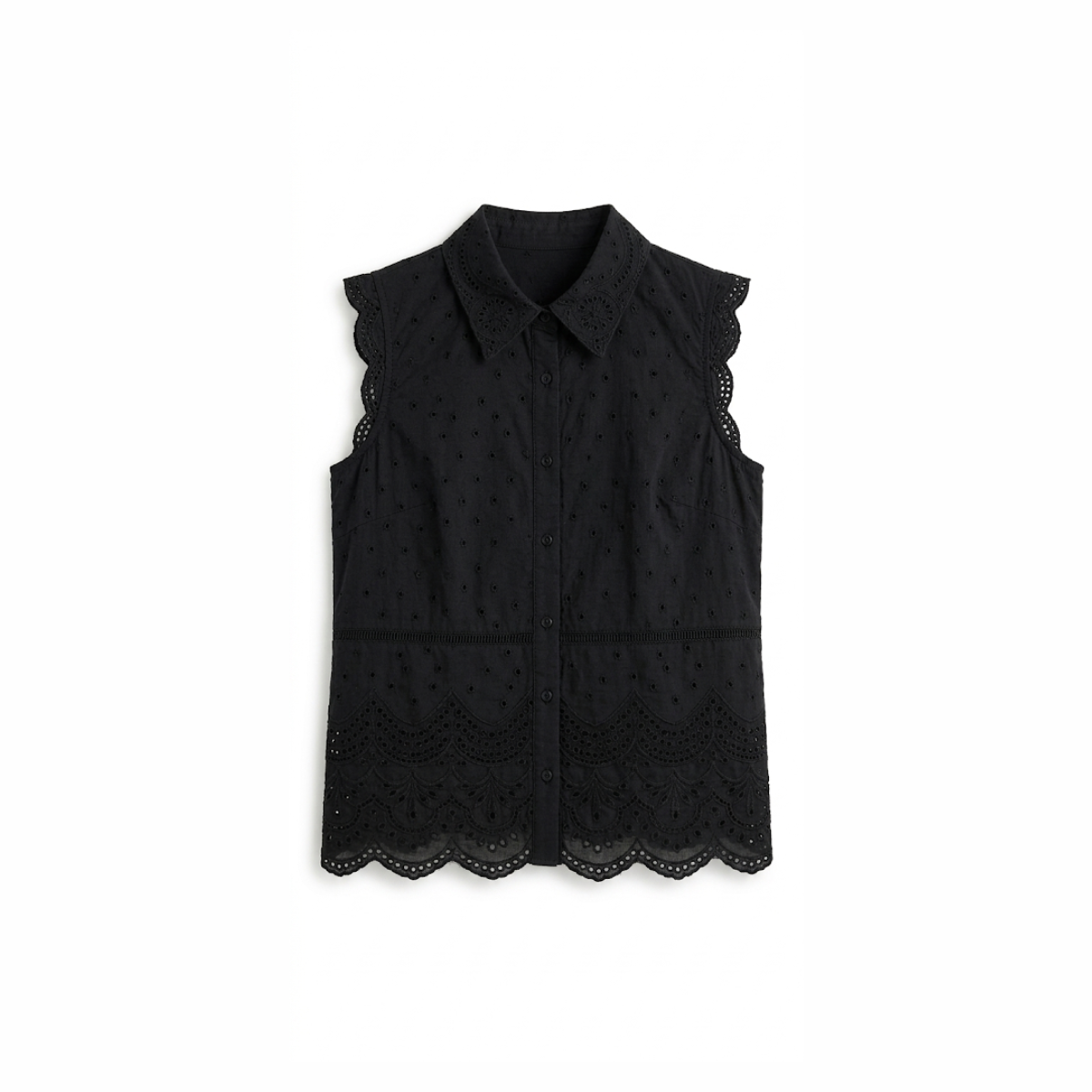 Black Top With Circular Holes Pattern