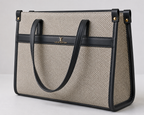 Stone Beige with Black Trim Ivory Weave Tote bag