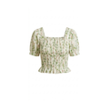 Floral Green Smocked Crop Top