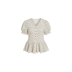 Floral Lace-Trimmed Button-Down Top