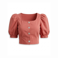 Coral Puff Sleeve Crop Top