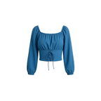 Blue Smocked Crop Top