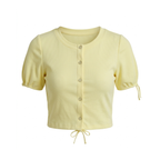 Yellow Button-Down Crop Top