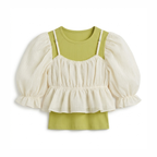 Layered Puff Sleeve Crop Top
