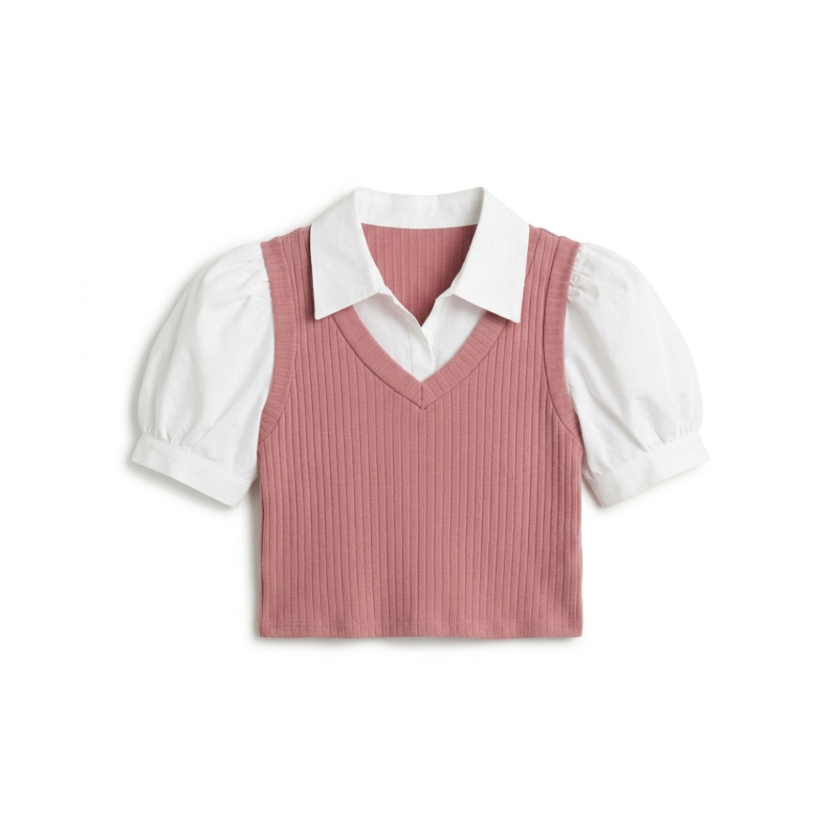 Korean Pink Collar Top