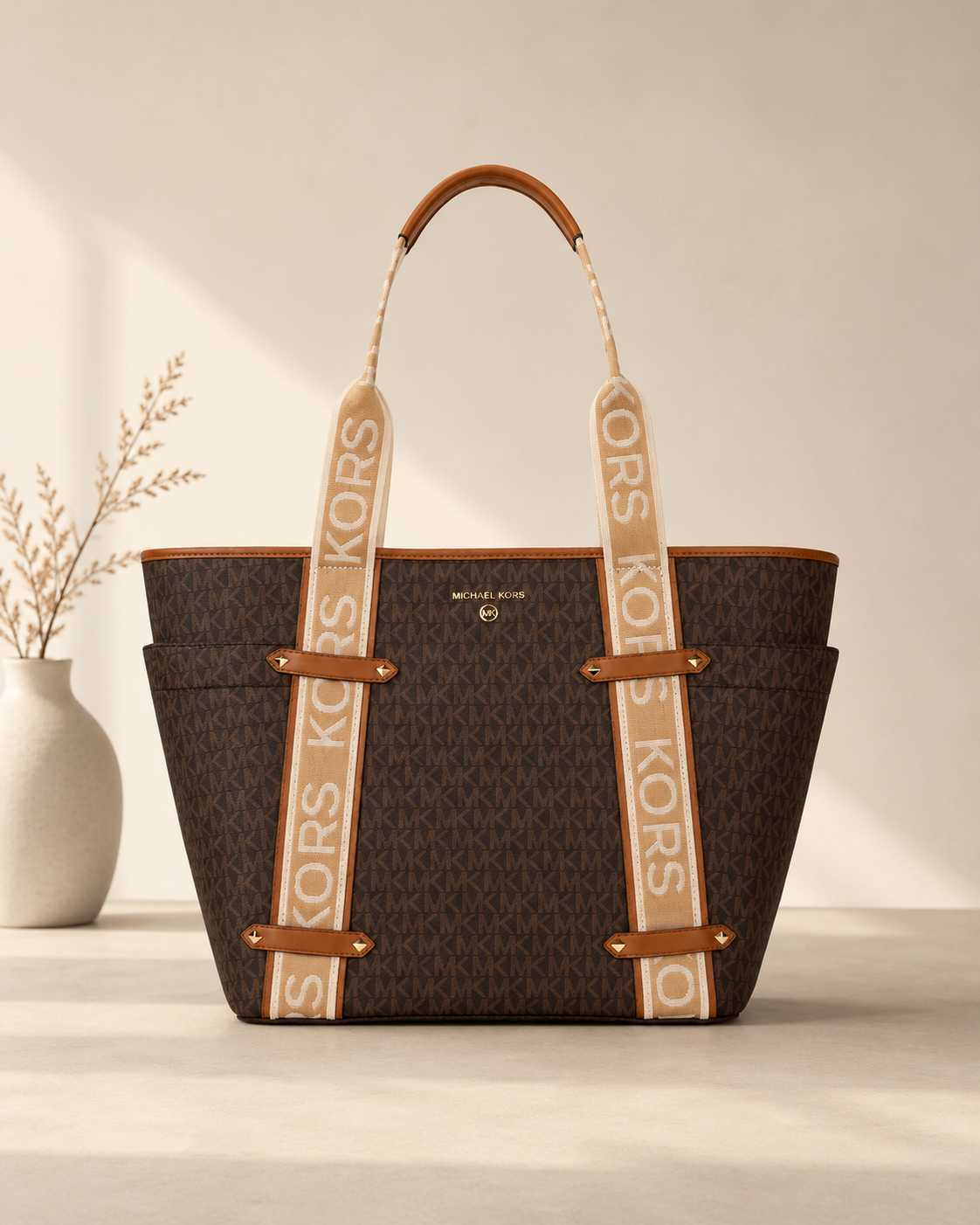 Michael Kors Brown Signature Canvas Tote