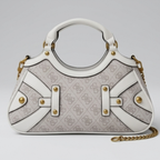 Guess mintha small satchel in white and gray logo print