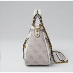Guess mintha small satchel in white and gray logo print