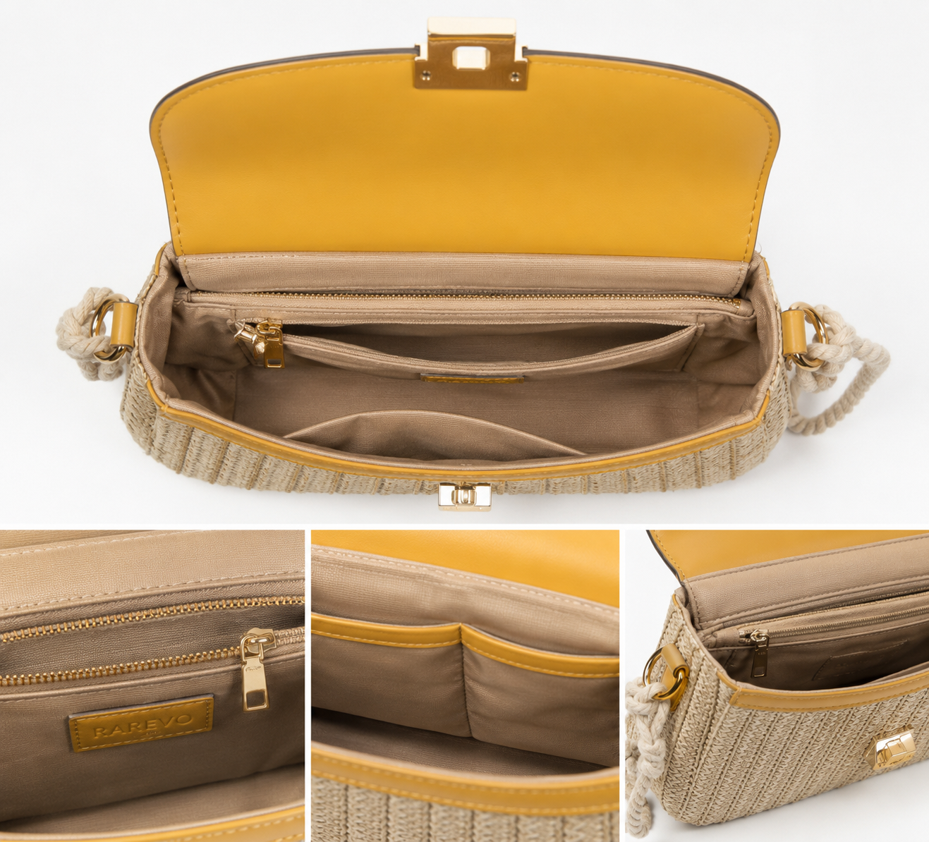 Straw Bag Rattan Women Shoulder Bag in Yellow