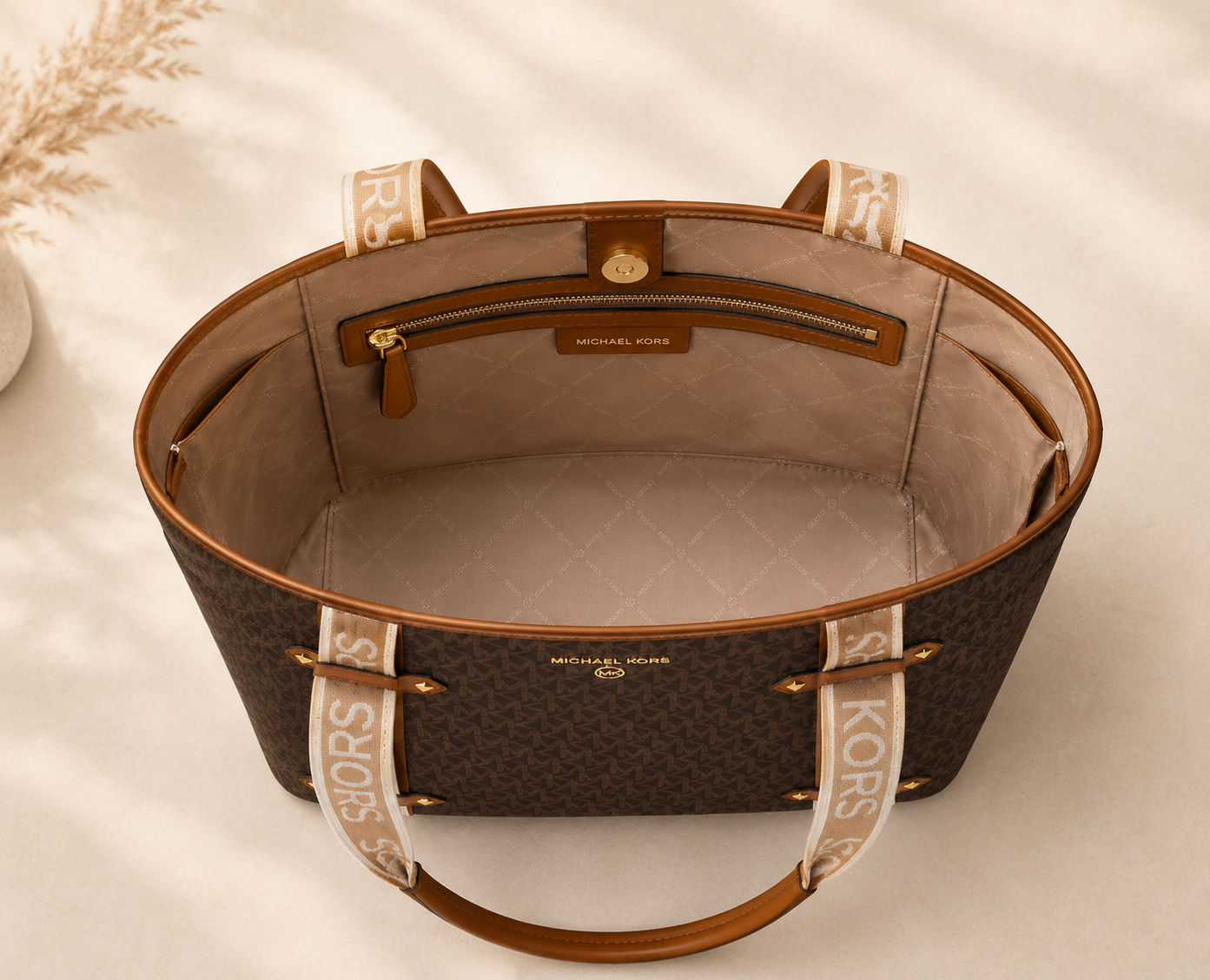 Michael Kors Brown Signature Canvas Tote
