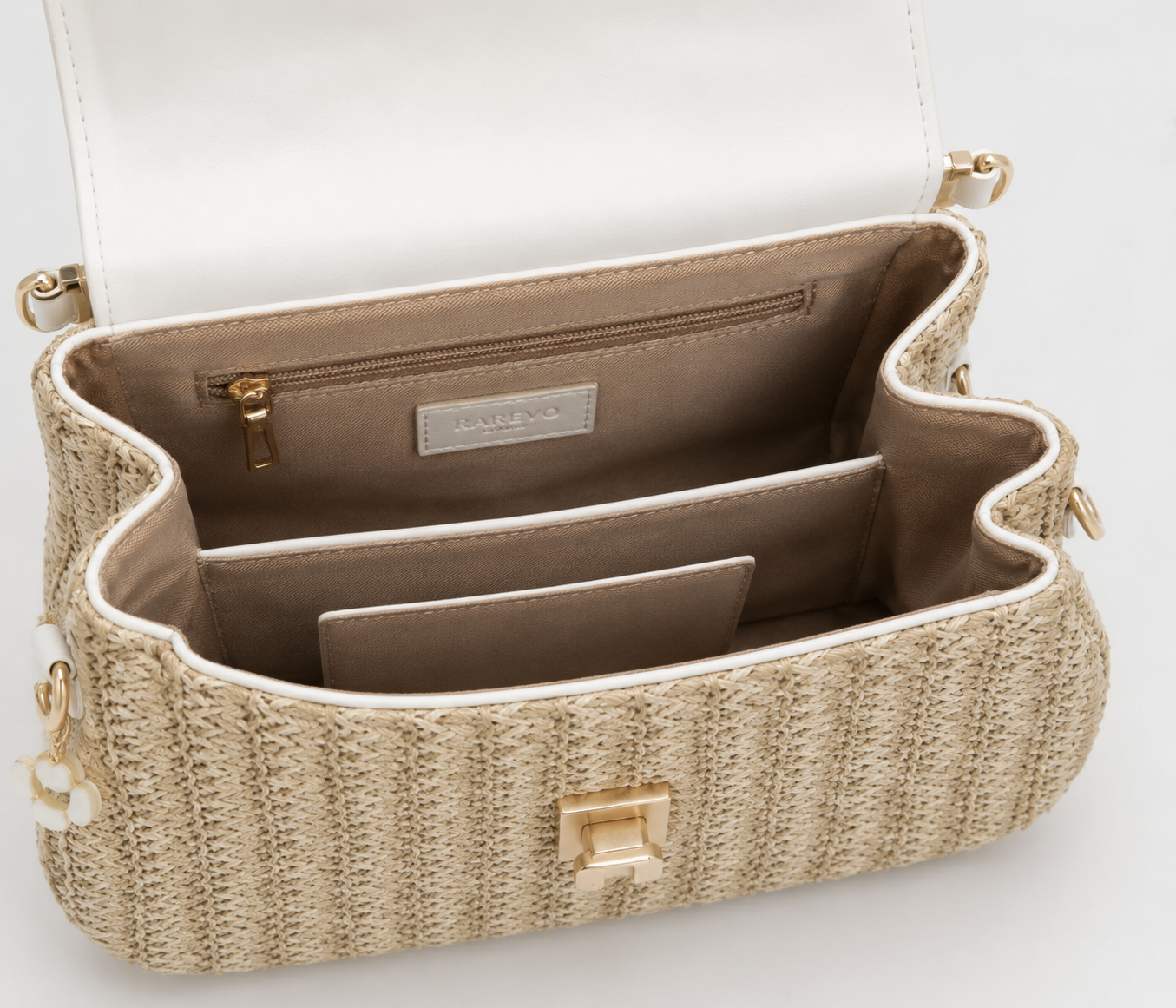 Straw Bag Rattan Women Shoulder Bag in White