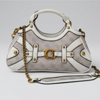 Guess mintha small satchel in white and gray logo print