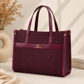 Burgundy Ivory Weave Tote bag