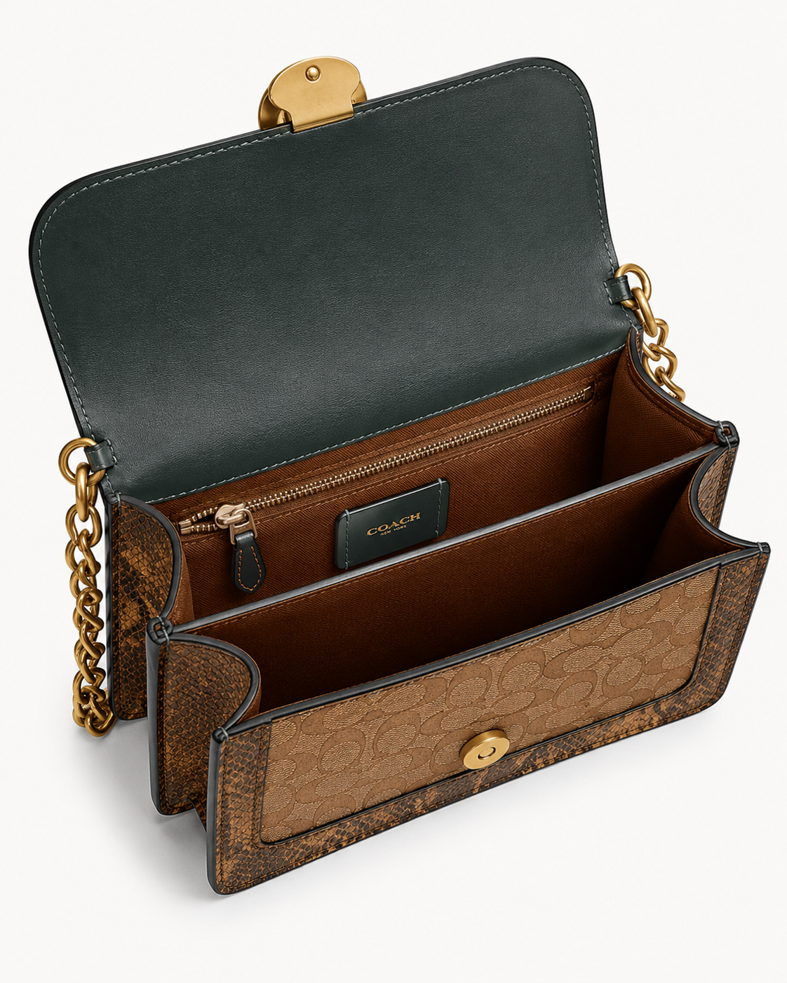 Coach Signature Chain Shoulder Bag – Forest Green