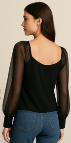 Black Net Hands Top