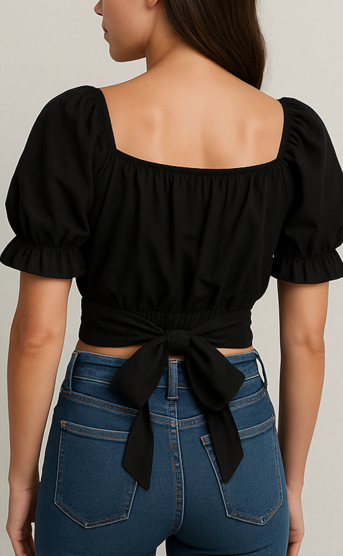 Black Puff Sleeve Top