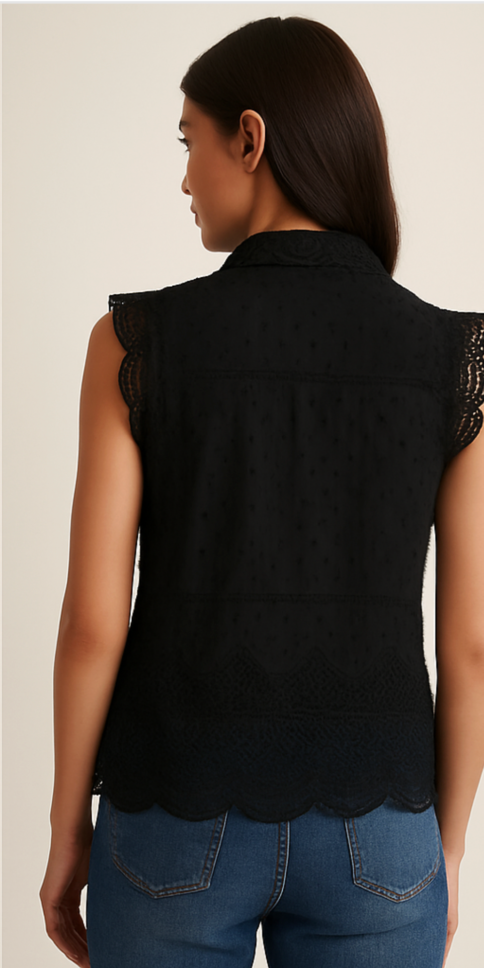 Black Top With Circular Holes Pattern