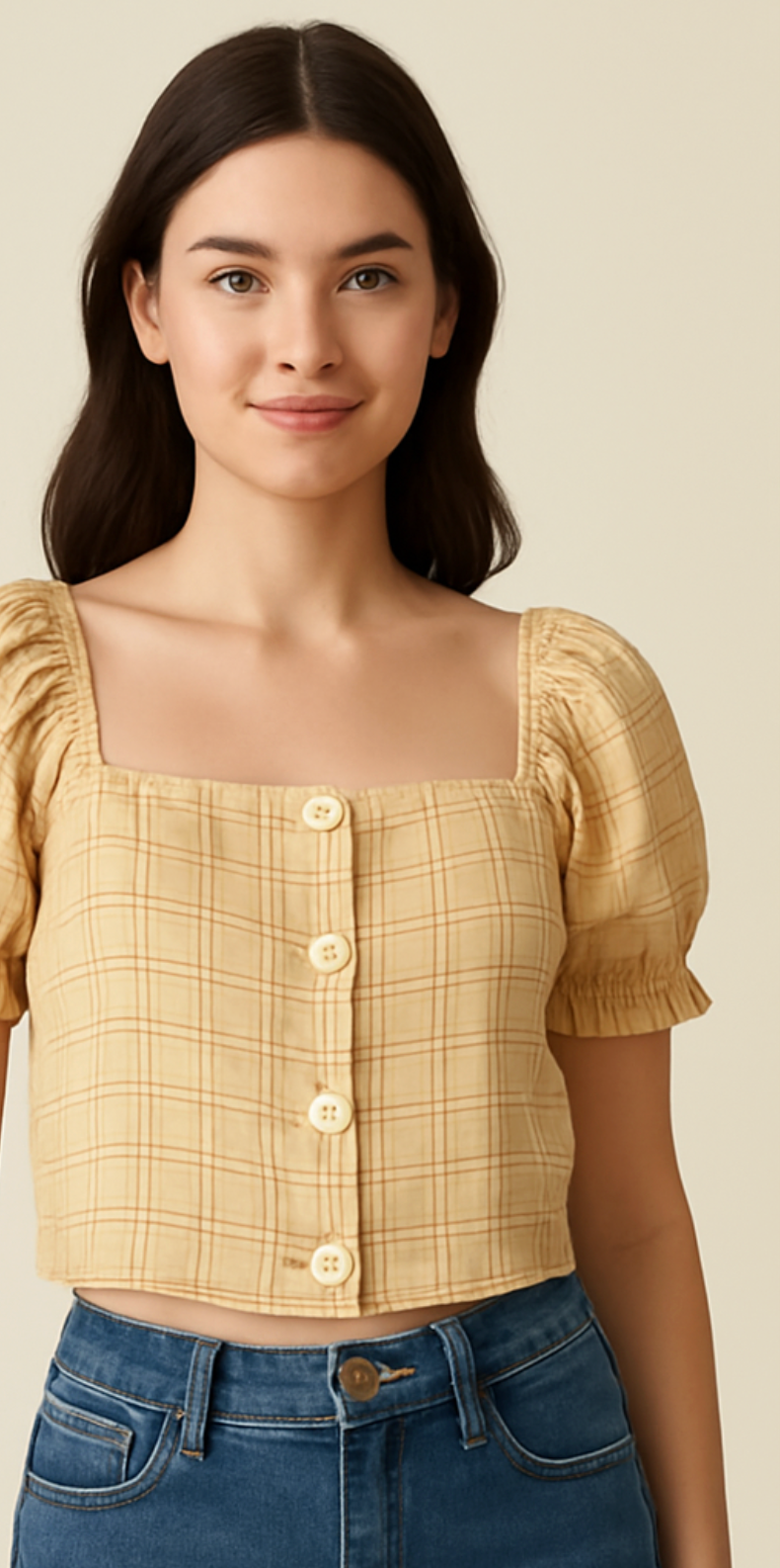 Charming Yellow Plaid Crop Top