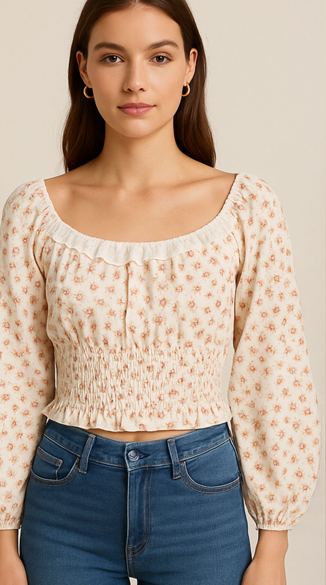 Floral Smocked Crop Top
