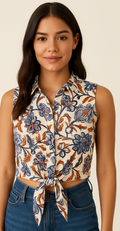 Floral Tie-Front Crop Top