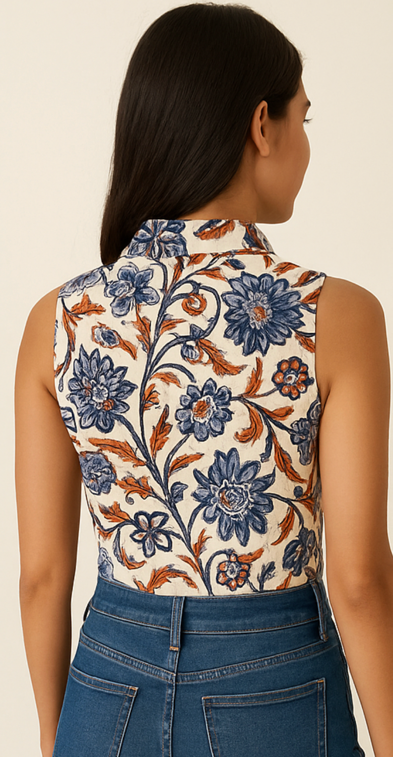 Floral Tie-Front Crop Top