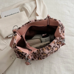 Fur Tote Hand Bag in Very Lite Pink Cheetah Colour
