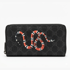 Gucci Kingsnake Print GG Supreme zip-around long wallet in Navy Blue