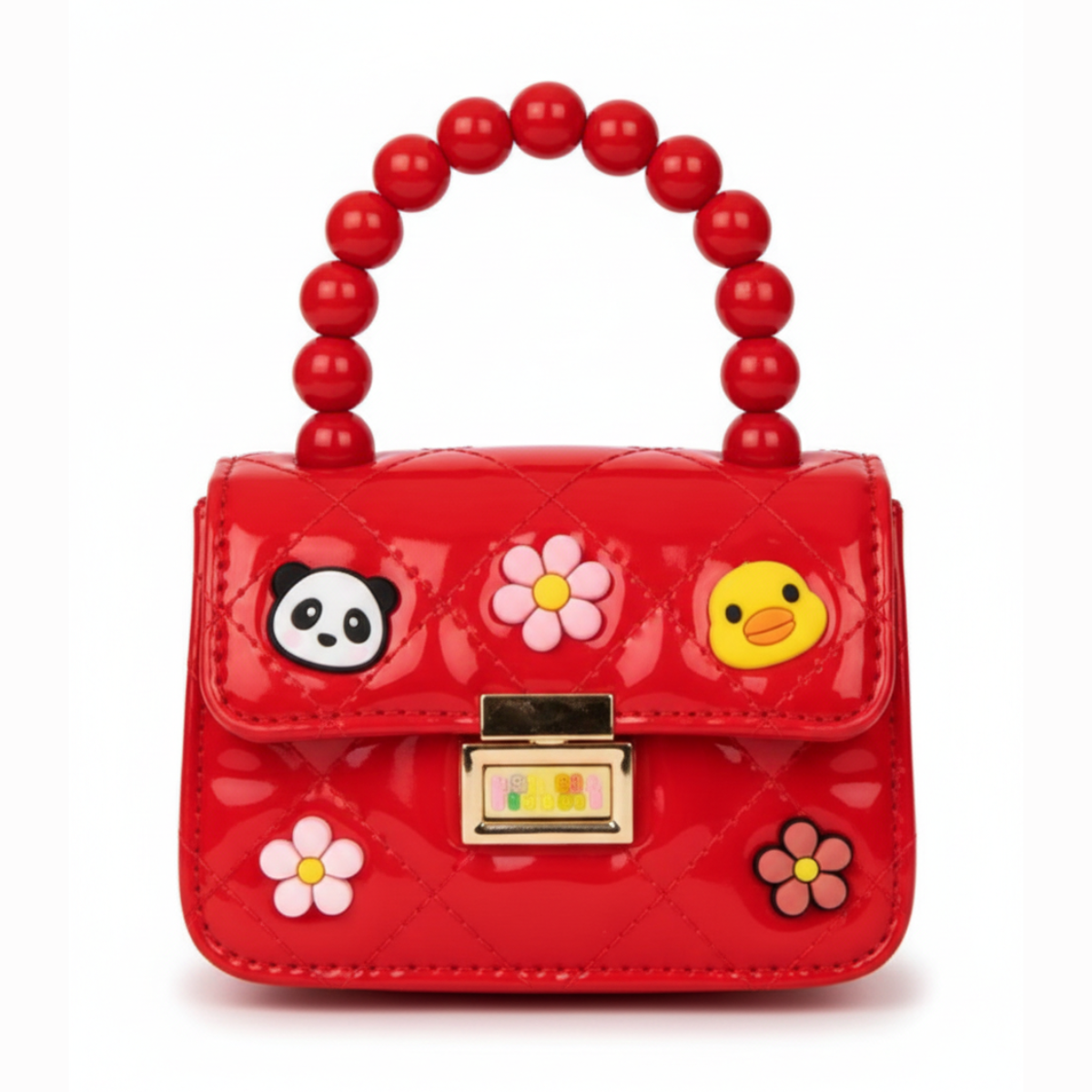Mini Sling Bag with charms in Red