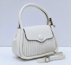 Quilted Bag with Button Closure in White