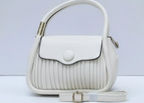 Quilted Bag with Button Closure in White