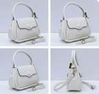 Quilted Bag with Button Closure in White