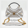 Guess mintha small satchel in white and gray logo print