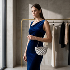 Shell Shaped Metal Hand Bag in Silver