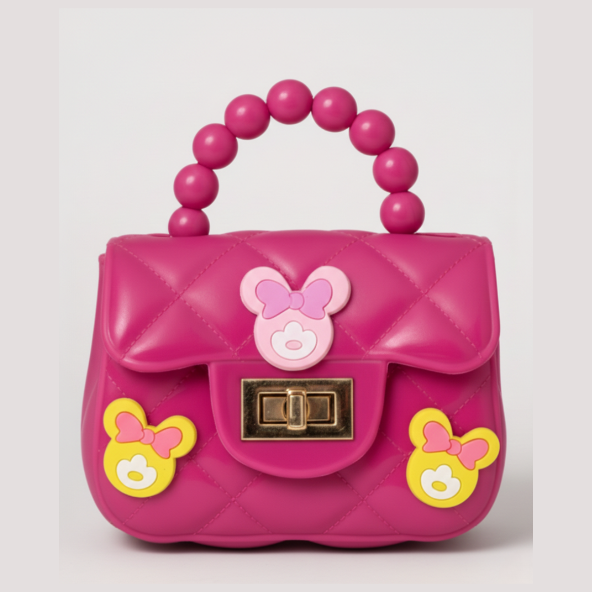 Mini Sling Bag with charms in Dark Pink
