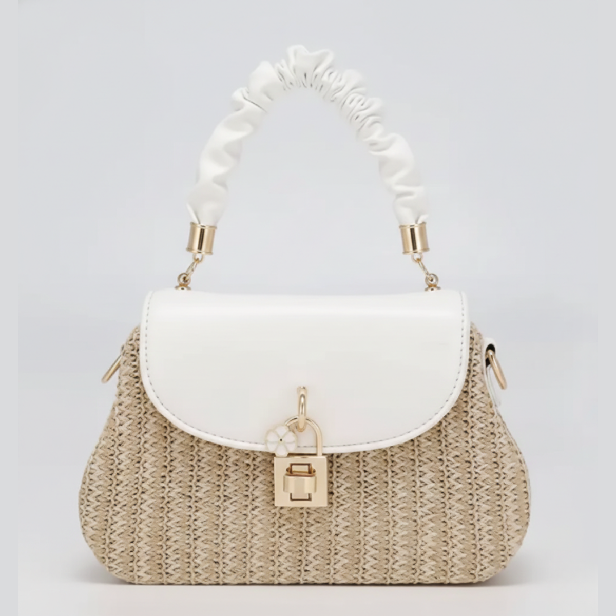 Straw Bag Rattan Women Shoulder Bag in White