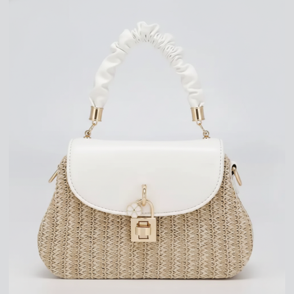 Straw Bag Rattan Women Shoulder Bag in White