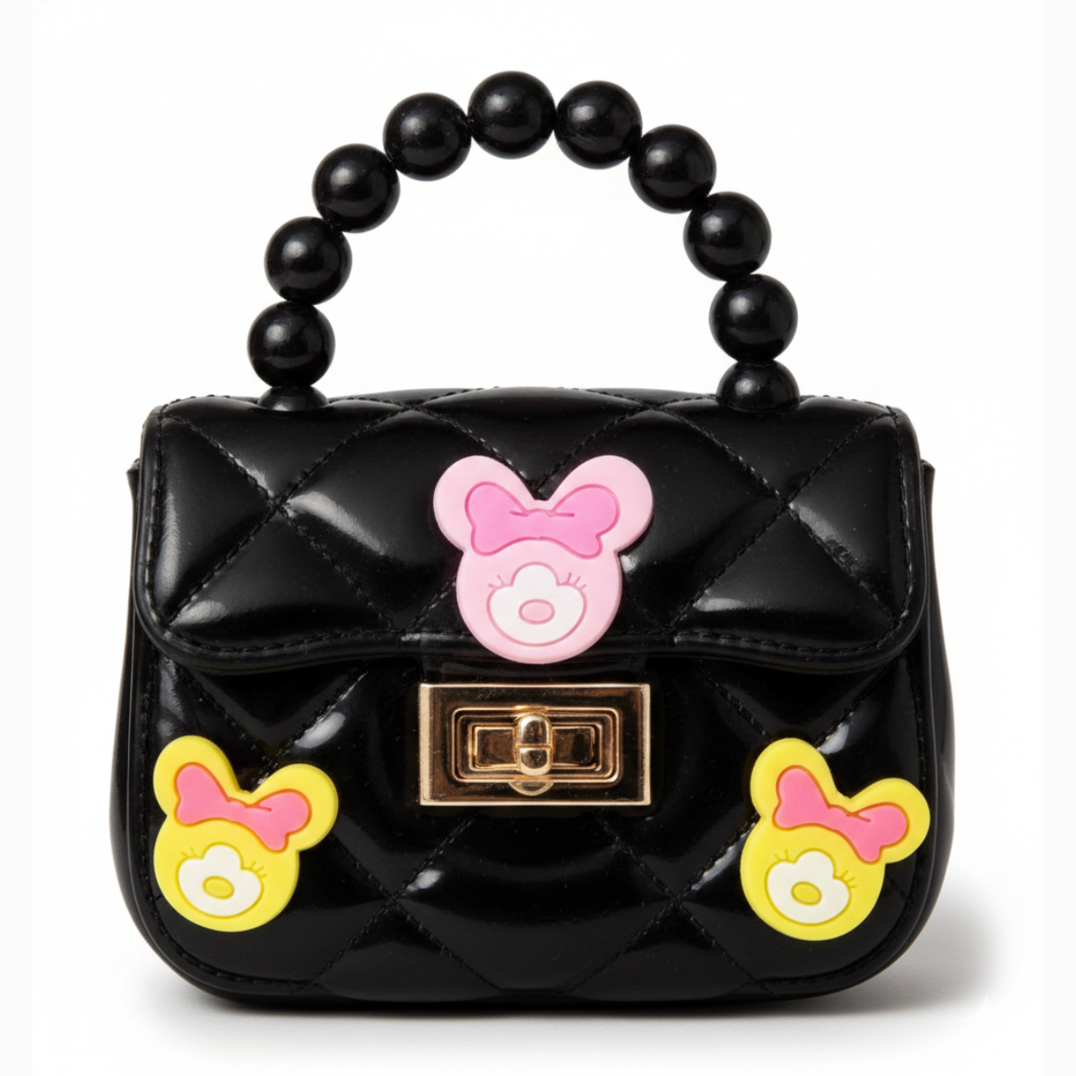Mini Sling Bag with charms in Black