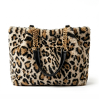 Fur Tote Hand Bag in Cheetah colour