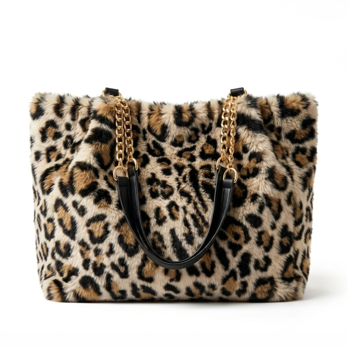 Fur Tote Hand Bag in Cheetah colour