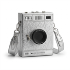 Old school camera statement Hand Bag in Ash Colour