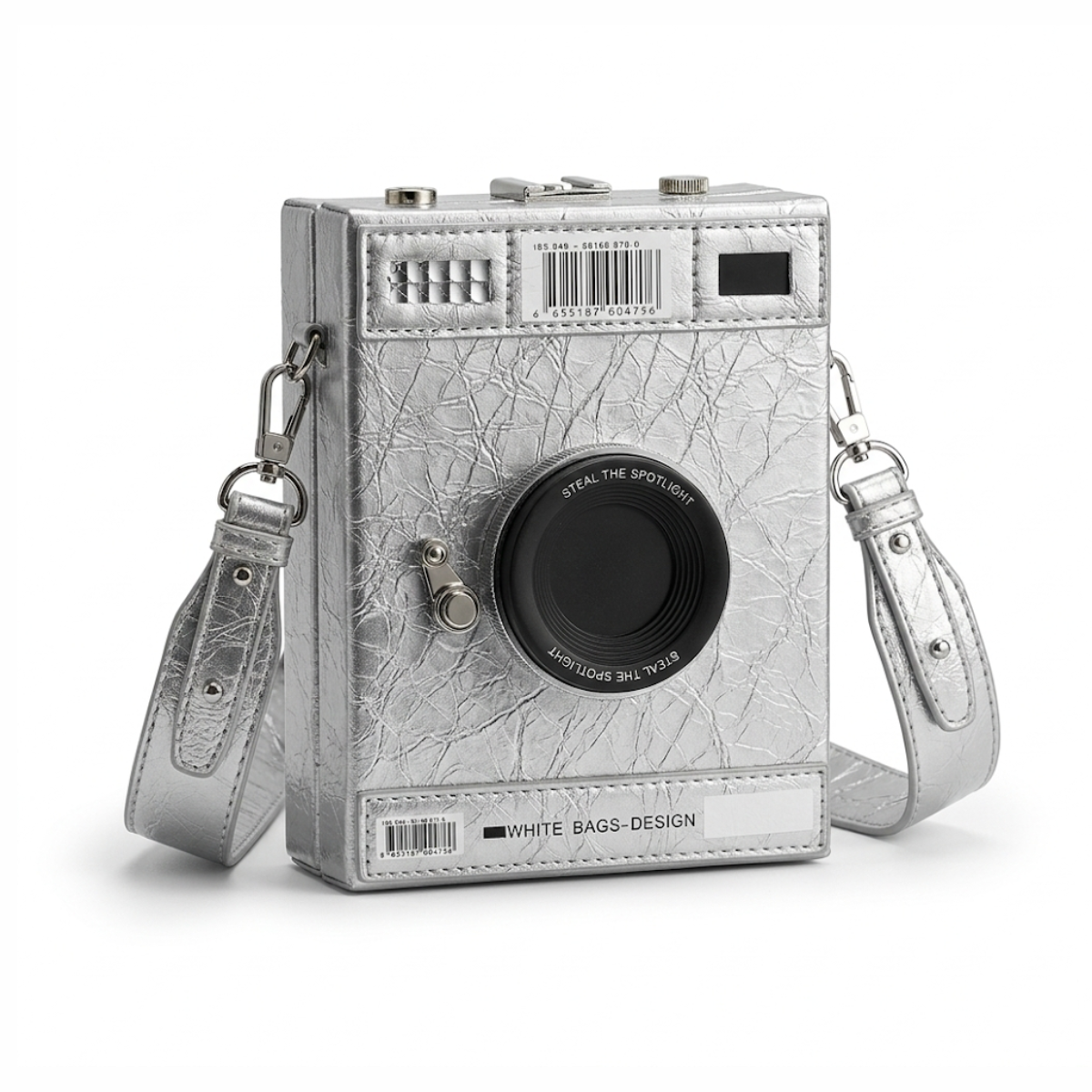 Old school camera statement Hand Bag in Ash Colour