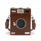 Old school camera statement Hand Bag in Brown