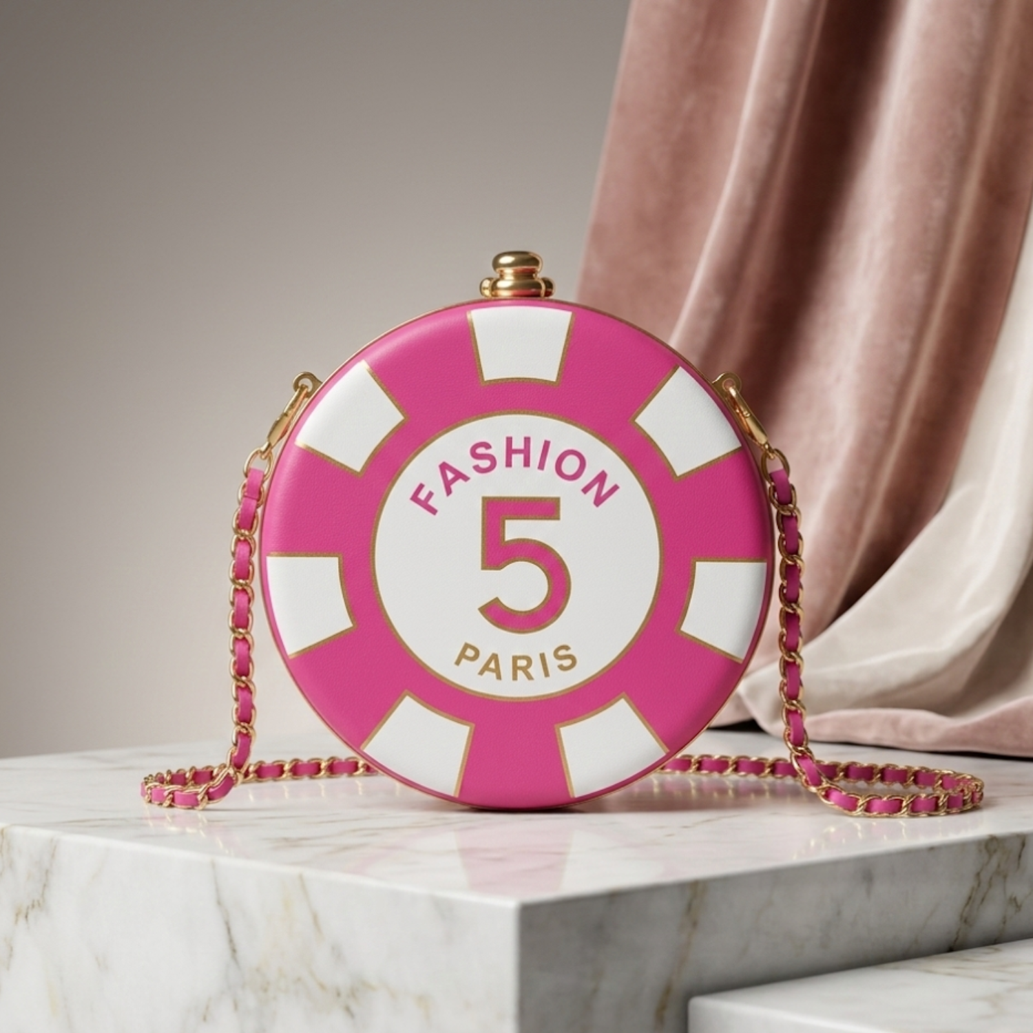 Round Shoulder Bag in Pink