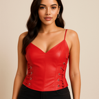 Red leather top