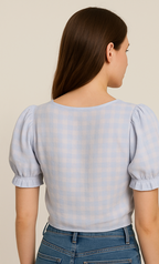 Ruched Puff Sleeve Crop Top