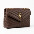 Saint Laurent Loulou medium shoulder bag in Brown matelassé leather.