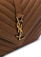 Saint Laurent Loulou medium shoulder bag in Brown matelassé leather.