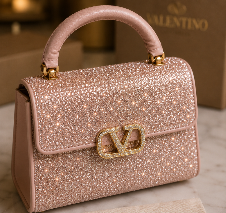 Valentino Garavani Mini VSling handbag entirely covered in rhinestones