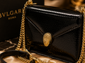Bvlgari Serpenti Forever Mini Black crossbody bag in a textured finish
