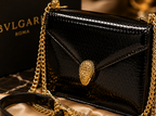 Bvlgari Serpenti Forever Mini Black crossbody bag in a textured finish